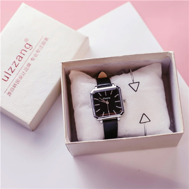 Ladies Dress Quartz Watches Luxury Women Watches Vintage Square Wrist Watch Bracelet Gift Box for Women 2018 Best zegarek damski