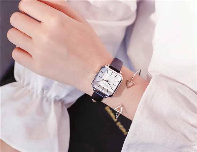 Ladies Dress Quartz Watches Luxury Women Watches Vintage Square Wrist Watch Bracelet Gift Box for Women 2018 Best zegarek damski