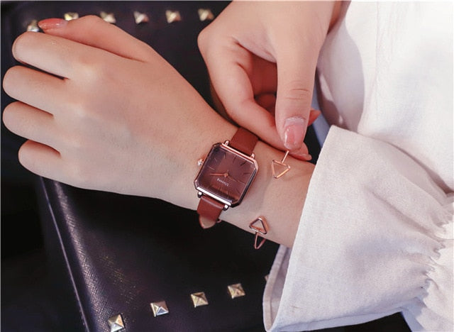 Ladies Dress Quartz Watches Luxury Women Watches Vintage Square Wrist Watch Bracelet Gift Box for Women 2018 Best zegarek damski