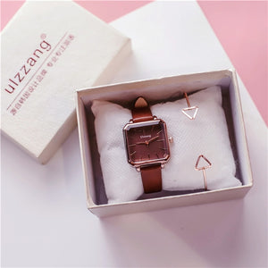 Ladies Dress Quartz Watches Luxury Women Watches Vintage Square Wrist Watch Bracelet Gift Box for Women 2018 Best zegarek damski
