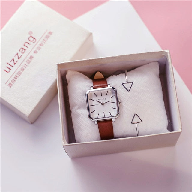 Ladies Dress Quartz Watches Luxury Women Watches Vintage Square Wrist Watch Bracelet Gift Box for Women 2018 Best zegarek damski
