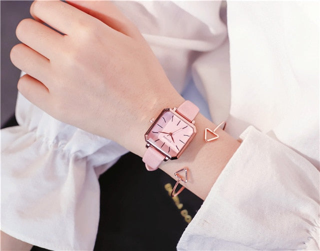 Ladies Dress Quartz Watches Luxury Women Watches Vintage Square Wrist Watch Bracelet Gift Box for Women 2018 Best zegarek damski