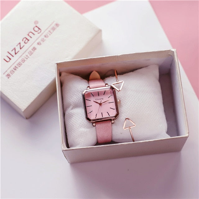 Ladies Dress Quartz Watches Luxury Women Watches Vintage Square Wrist Watch Bracelet Gift Box for Women 2018 Best zegarek damski
