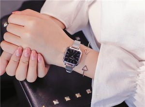 Ladies Dress Quartz Watches Luxury Women Watches Vintage Square Wrist Watch Bracelet Gift Box for Women 2018 Best zegarek damski