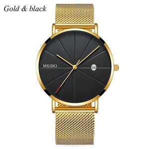 Mens Watches Business Sports Leisure Quartz WristWatch Stainless Steel Mesh Strap Ultra Thin Dial Date Clock Relogio Masculino