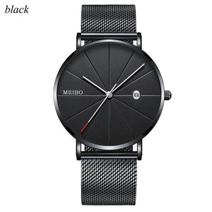 Mens Watches Business Sports Leisure Quartz WristWatch Stainless Steel Mesh Strap Ultra Thin Dial Date Clock Relogio Masculino